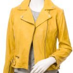 Noora YELLOW Lambskin Leather Motorcycle Biker Jacket for Women SN015 - Noora International