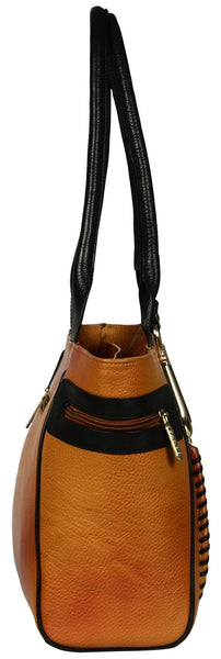 Orange brown women's leather bag - Noora International