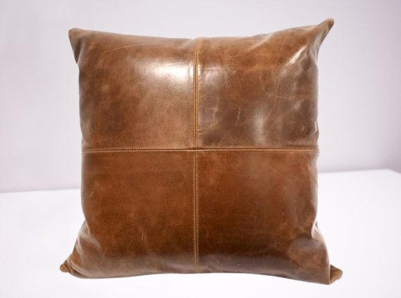Noora Lambskin Leather Cushion Cover & Pillow Cover, Sofa Cushion Case, Decorative Throw Cover for Bedroom, Square Pillow case - TAN UN232