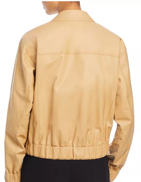 NOORA Glossy Light Tan Leather Jacket For Women / Lambskin Leather Jacket With Button Closure  YK0241