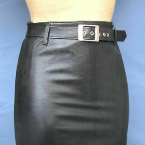 NOORA Handmade Women LambSkin Black Leather pencil skirt ,Leather Outfit, Women's FULL Leather skirt, 100% Genuine Leather skirt SP99