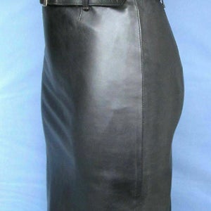 NOORA Handmade Women LambSkin Black Leather pencil skirt ,Leather Outfit, Women's FULL Leather skirt, 100% Genuine Leather skirt SP99