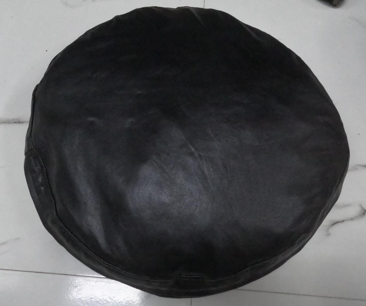 NOORA Real  Lambskin Leather Black Color Pillow Cover| Round Pillow Cover|Throw Case Cover For Home & Living Decor