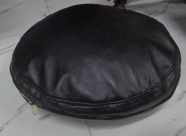 NOORA Real  Lambskin Leather Black Color Pillow Cover| Round Pillow Cover|Throw Case Cover For Home & Living Decor