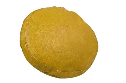 NOORA Yellow Lambskin Leather Pillow Cover | Round Cushion Cover |Throw Case Cover For Home & Living Decor