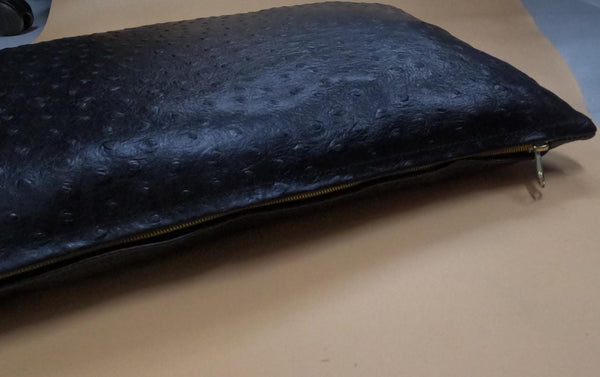 Noora Ostrich Print Leather Cushion Cover | Home & Living Decor | Rectangle Shape Black Lumbar Pillow Cover | Housewarming Decor | SK83