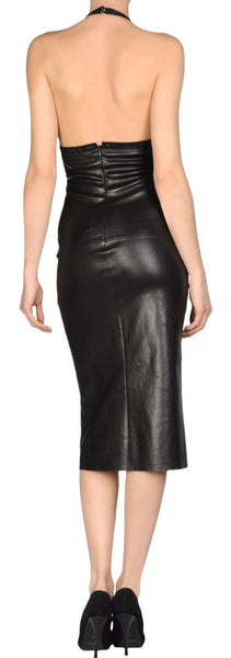 Solid Black backless pencil dress ST0219 - Noora International
