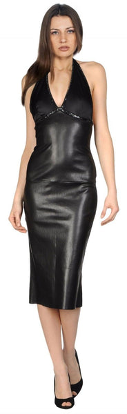 Solid Black backless pencil dress ST0219 - Noora International