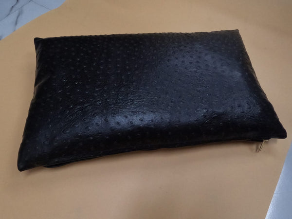 Noora Ostrich Print Leather Cushion Cover | Home & Living Decor | Rectangle Shape Black Lumbar Pillow Cover | Housewarming Decor | SK83