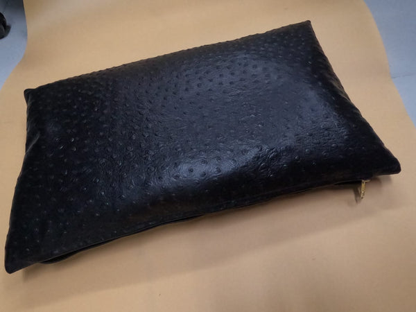 Noora Ostrich Print Leather Cushion Cover | Home & Living Decor | Rectangle Shape Black Lumbar Pillow Cover | Housewarming Decor | SK83
