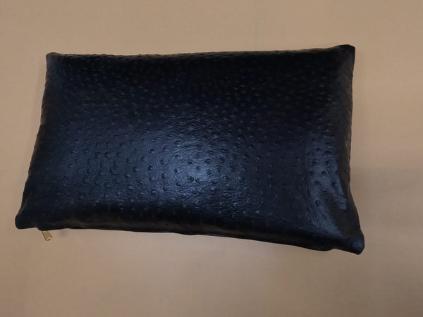 Noora Ostrich Print Leather Cushion Cover | Home & Living Decor | Rectangle Shape Black Lumbar Pillow Cover | Housewarming Decor | SK83
