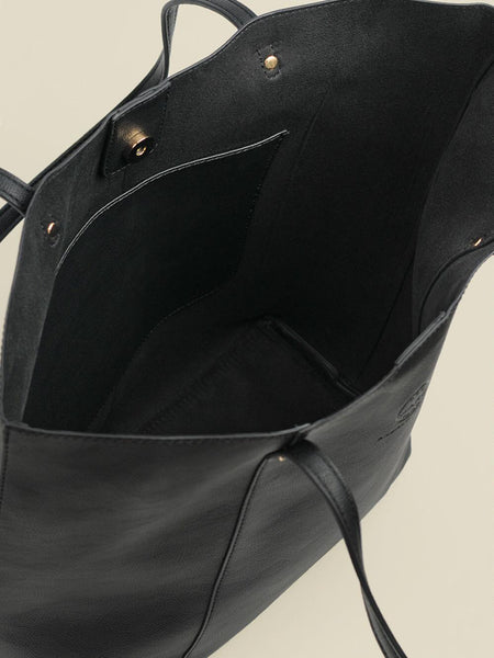 Women Black Design Leather Handbag women's black tote bag - BS0128 - Noora International