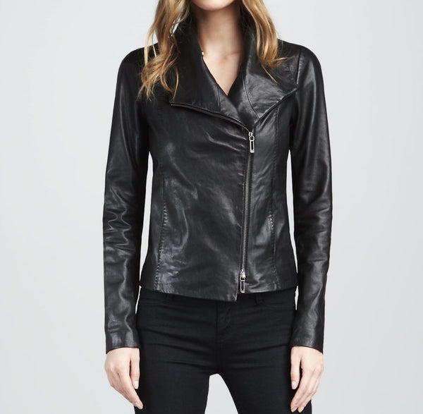 Women's Black coloured leather jacket ST0331 - Noora International