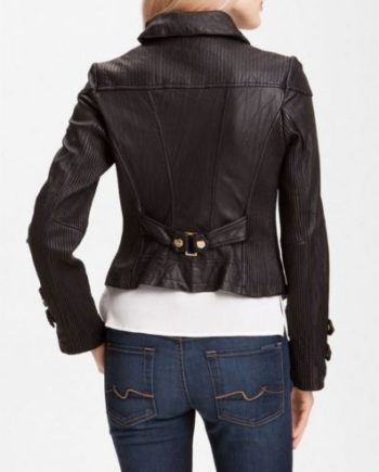 Women's Black Fitted Leather Jacket ST0261 - Noora International