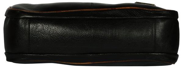 Women's black leather bag with brown straps - Noora International