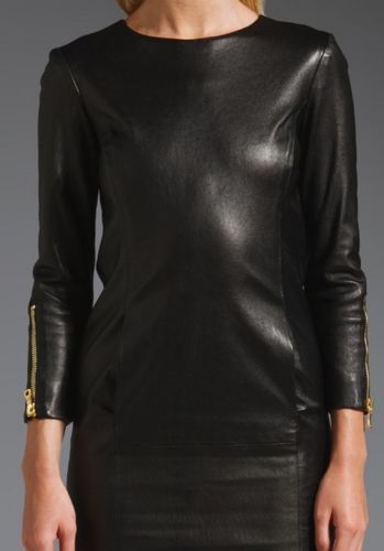 Women's Black Leather Dress ST0335 - Noora International