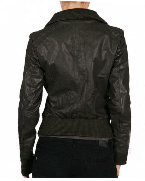 Women's Black Leather Jacket ST0336 - Noora International
