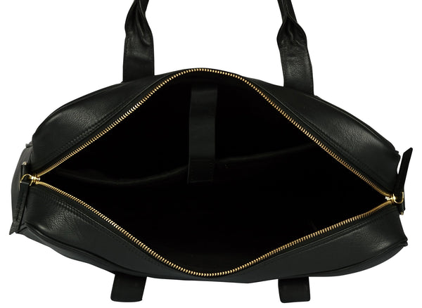 Women's black satchel leather bag - Noora International