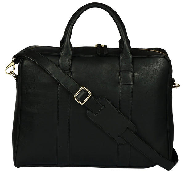 Women's black satchel leather bag - Noora International