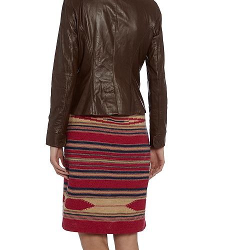 Women's Brown Button Up Leather Jacket ST0351 - Noora International