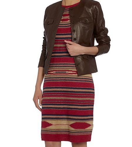 Women's Brown Button Up Leather Jacket ST0351 - Noora International