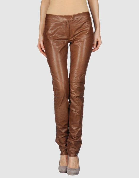 Women's Brown Leather pants ST0349 - Noora International