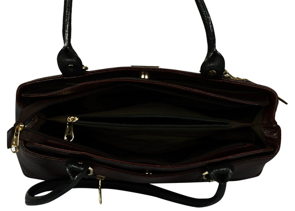 Women's dark brown leather bag - Noora International