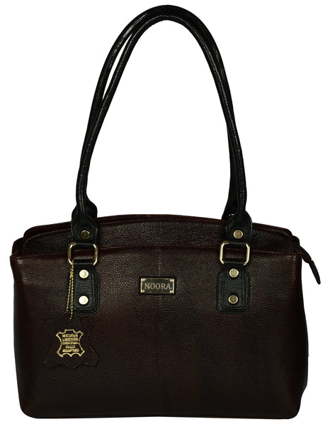 Women's dark brown leather bag - Noora International