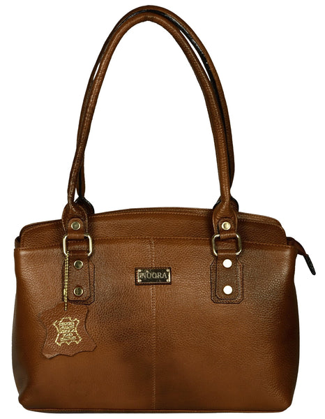 Women's dark brown leather handbag - Noora International