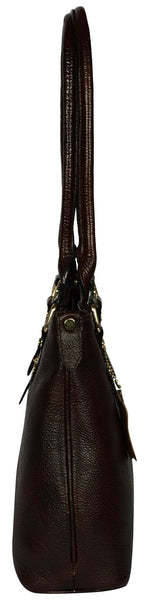 Women's dark brown satchel leather bag ST0350 - Noora International