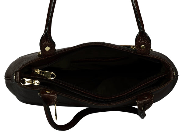 Women's dark brown satchel leather bag ST0350 - Noora International