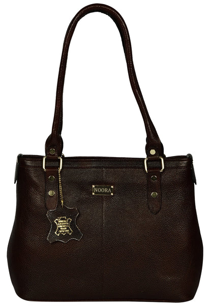 Women's dark brown satchel leather bag ST0350 - Noora International
