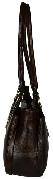 Women's dark brown shopper leather bag - Noora International