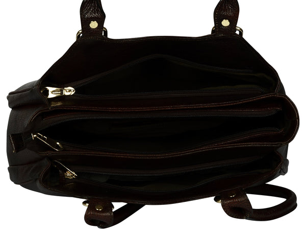 Women's dark brown shopper leather bag - Noora International