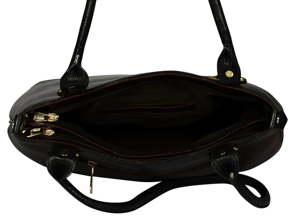 Women's dark brown shopper leather bag - Noora International