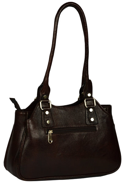 Women's dark brown shopper leather bag - Noora International
