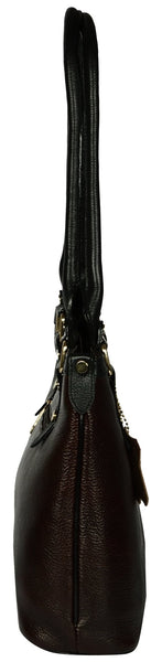 Women's dark brown shopper leather bag - Noora International