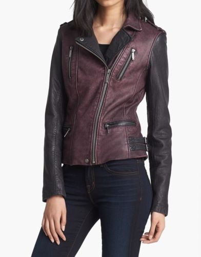 Women's Magenta Leather Jacket ST0338 - Noora International