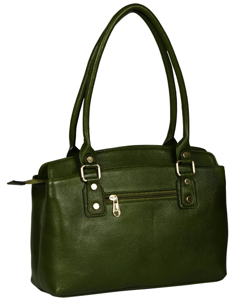 Women's military green leather bag - Noora International