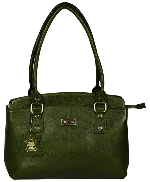 Women's military green leather bag - Noora International
