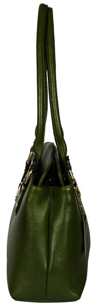 Women's military green leather bag - Noora International
