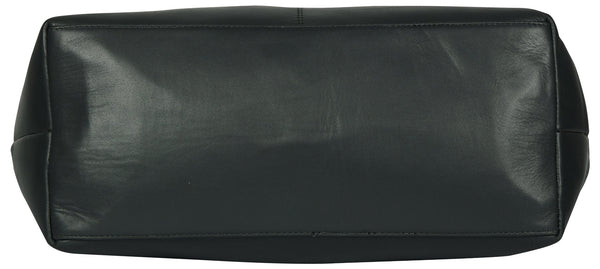 Women's solid black colour shopper bag - Noora International