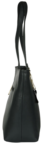 Women's solid black colour shopper bag - Noora International