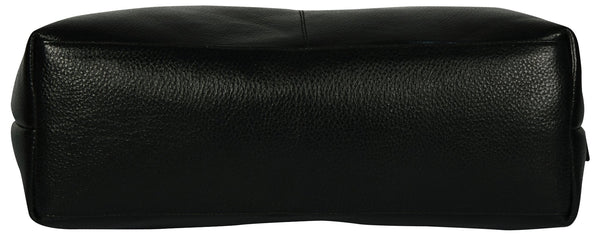 Women's solid black leather bag - Noora International