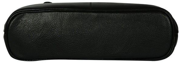 Women's solid black leather handbag - Noora International