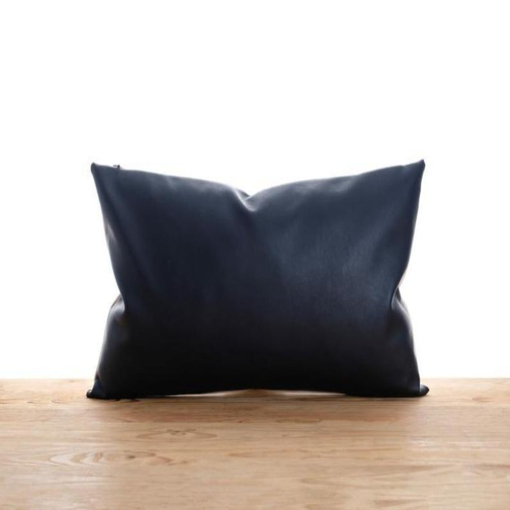Noora Real Lambskin Leather Cushion Cover Navy Blue , Decorative Modern Throw Cover, Lumbar Pillow Cover for Couch, Housewarming Gifts YK082